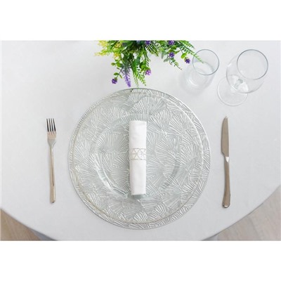 Салфетки сервировочные на стол Доляна «Веер», d=38 см, 4 шт., серебряные