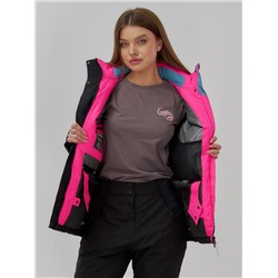 Горнолыжная куртка женская зимняя розового цвета 707R