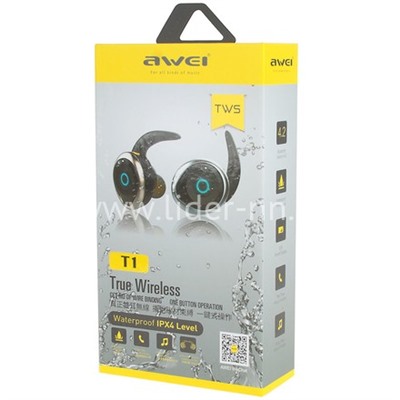 Bluetooth-гарнитура AWEI беcпроводная (T1) серебро
