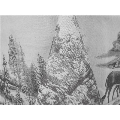 07с-21 ЯК Скатерть 150*250  "Зима в лесу" (олени) цв. серый