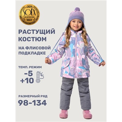 Комплект утеплённый для девочки NIKASTYLE 7м1425 Розовый серый