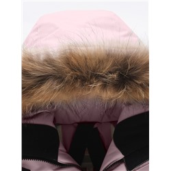 Парка зимняя подростковая для девочки с капюшоном и мехом розового цвета 9534R