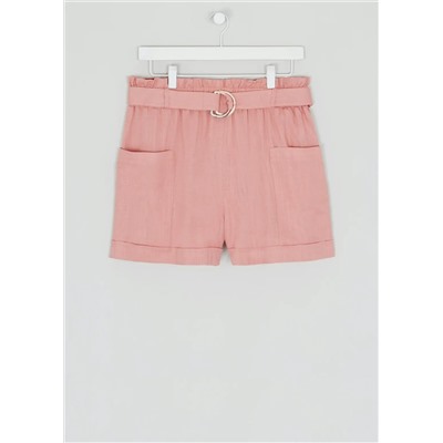 High Waist Buckle Belt Shorts