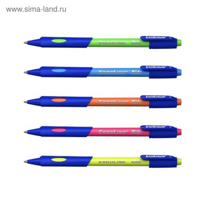 Ручка шариковая ErichKrause ErgoLine Kids Ultra Glide, первоклассника, эргономичный держатель, корпус Soft-touch, узел 0.7 мм, чернила синие, МИКС, блистер