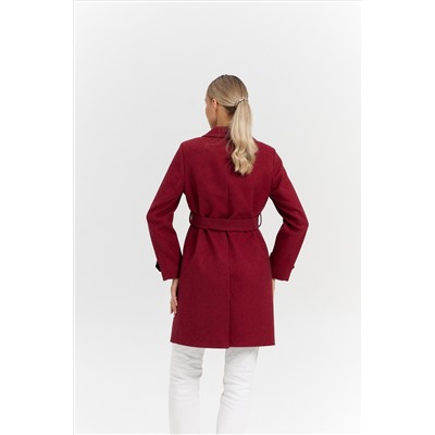 Пальто женское демисезонное 25570 (бордовый/ёлочка)