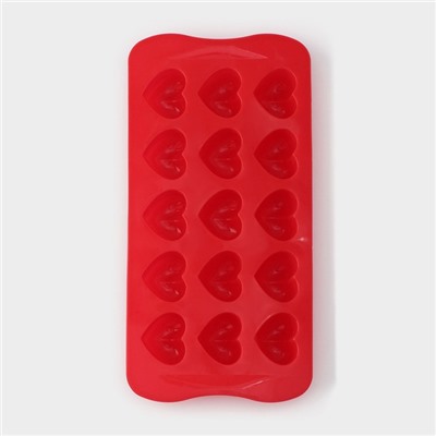 Форма для конфет и шоколада Доляна «Сердечки», силикон, 20.5×10 см, 15 ячеек (3×2.6 см), МИКС