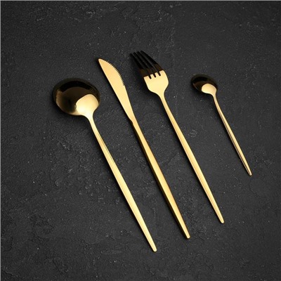 Столовые приборы «Оску», 24 предмета, в коробке, нержавеющая сталь, золотистые