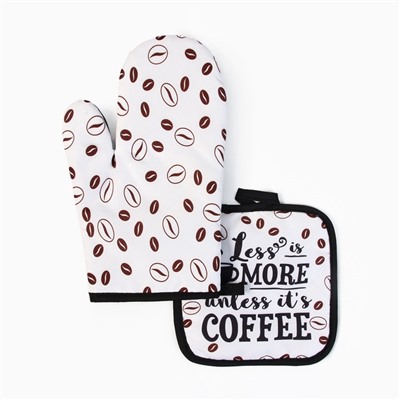 Кухонный набор Доляна "Coffee", прихватка 17х17 см, варежка 26х16 см, 100% п/э