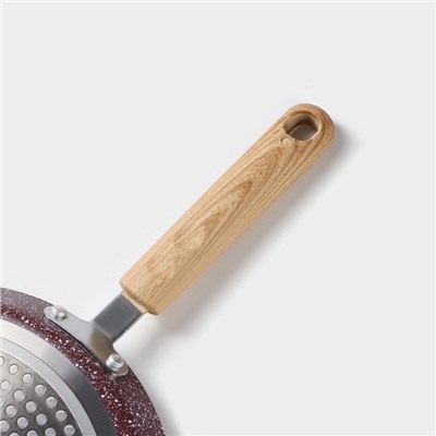 Сковорода блинная Доляна Grit, d=22 см, ручка soft-touch, антипригарное покрытие, индукция, коричневая