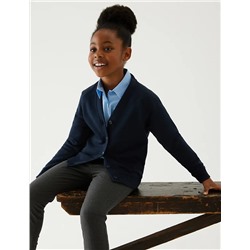Girls' Cotton Regular Fit School Cardigan (2-16 Yrs)