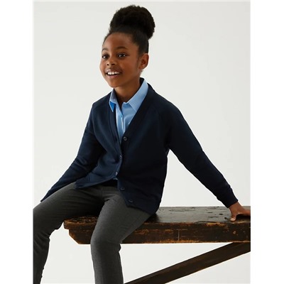 Girls' Cotton Regular Fit School Cardigan (2-16 Yrs)