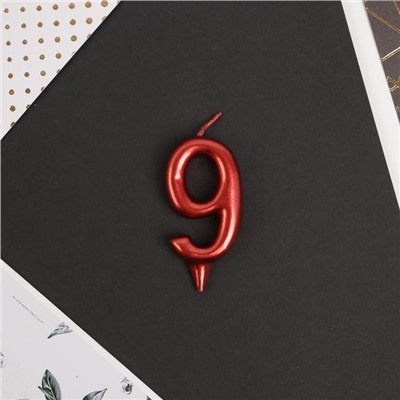 Свеча-цифра в торт «9», красная