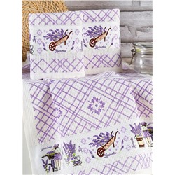 Набор кухонных полотенец 40*60 вафельное полотно 2 шт. на хангере / Лаванда (Турция)