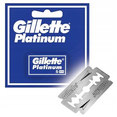 Лезвия для бритья классические двусторонние Джиллетт(ʤɪˈlet) Platinum 5шт.(1X5шт. =5 лезвий) (Оригинал)