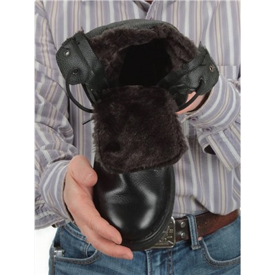 05-9006 BLACK Ботинки зимние мужские (искусственная кожа, искусственный мех)