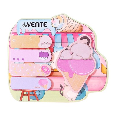 Закладки с клеевым краем бумажные deVENTE Cat&Ice cream, дизайн 55×71 мм, 15×50 мм, 5 цветов × 20 листов