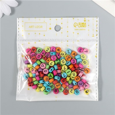 Набор бусин для рукоделия и плетения «Арт Узор. Разноцветные цифры», пластик, 20 г, 0.7×0.7 см