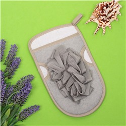 Мочалка - варежка с нейлоном "Premium - Paradise", цвет серый, 22*14см  (ZIP пакет)
