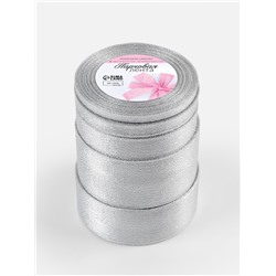 Набор парчовых лент, 5 шт., размер лент: 6/10/20/40/50 мм, 23±1 м, цвет серебряный