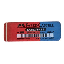 Ластик Faber-Castell каучук 7070, 50 х 18 х 8, двухсторонний для карандашей и чернил, красно-синий