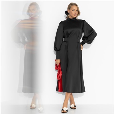 Платье приталенное из атласа, Притяжение элегантности (чёрная магия)