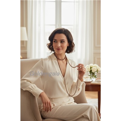 Бусы жемчужные длинные Арт 09/коричневый перламутр