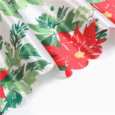 Скатерть новогодняя Доляна "Сhristmas flowers" 145х110 см, 100% п/э