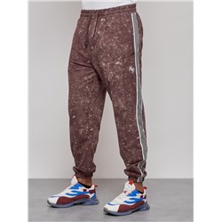 Брюки джоггеры спортивны мужские коричневого цвета 12931K