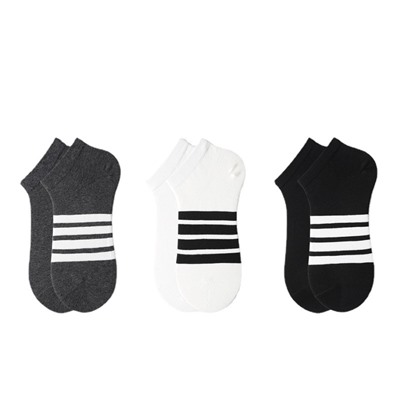 Japanese tide brand TB four -bar striped boat socks black and white gray, short socks, men and women low -top light -mouth cotton short tube socks