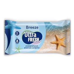 Салфетки влажные Ultra Fresh Breeze, 15 шт.