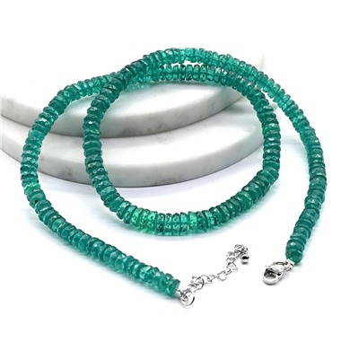 Бусы из натуральной Шпинели зеленой диски, 48см, 51,3г