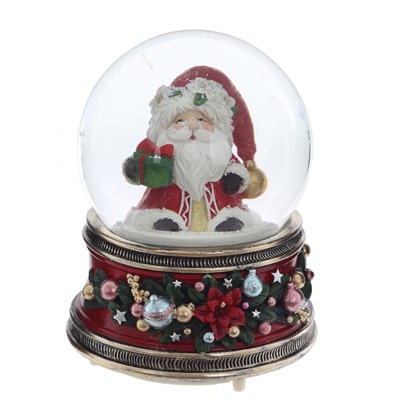 GAEM Фигурка декоративная "Дед Мороз" в стекл шаре (муз,движ, АААх3,н/п), D 10 см, L10,5 W10,5 H14 см