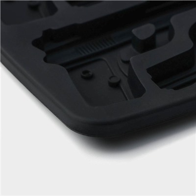 Форма для шоколада Доляна «Пистолет», силикон, 18.7×13.4 см, 6 ячеек (7.5×5.1 см), тёмно-серая