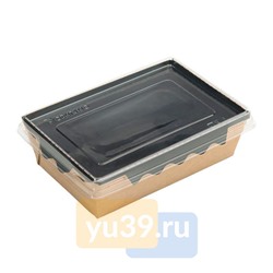 Салатник с прозрачной крышкой Оригамо, 145 х 95 х 45 мм., 400 мл., крафт, 400 шт.