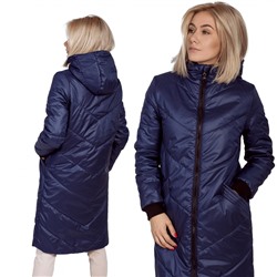 Утепленное полупальто с косой стежкой, цвет - синий