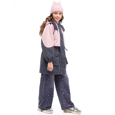 Парка утеплённая для девочки NIKASTYLE 5м3425 Сакура Графит