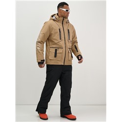 Горнолыжный костюм мужской зимний бежевого цвета 394B