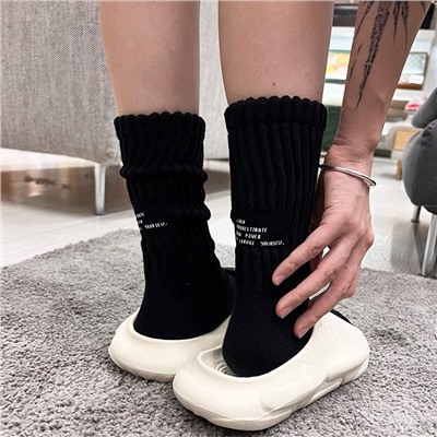Japanese colored sports retro cotton knee socks for men and women, increased thickness, mid-length