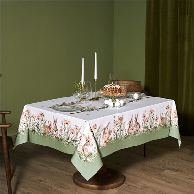 СКАТЕРТЬ"SENSE" 140Х180СМ,ЗЕЛЕНЫЙ ,100%ХЛОПОК, ТВИЛ С ПРОПИТКОЙ