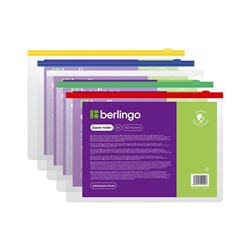 Папка-конверт на молнии Berlingo В6, 150мкм, прозрачная, ассорти