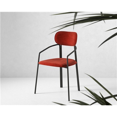 Стул Ror, Round, велюр, черный/темно-красный