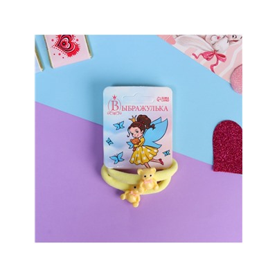 Резинка для волос «Маленькая радость», набор 2 шт., мишка, 3.5 см, жёлтая