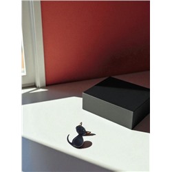 Брошь «Котёнок», цвет чёрный глянцевый в золоте