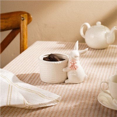 Конфетница SL Home «Лесные кролики», 15×9×12.5 см, фарфор, белая