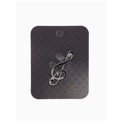 Брошь «Скрипичный ключ» классика, цвет чёрный в серебре