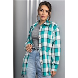 Рубашка хлопковая Джанет (бело-зеленая) Б14270-4М