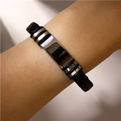 Браслет унисекс «Мощь», цвет чёрный с серебром, 22 см