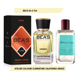 Beas U754 Atelier Cologne Clementine California Unisex edp 50 ml, Парфюм унисекс Beas U754 создан по мотивам аромата Atelier Cologne Clementine California