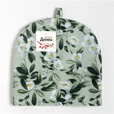 Грелка на чайник Доляна Apple flowers 28х28 см, 100% хлопок, рогожка 164 г/м2