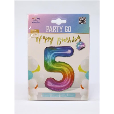 Шар фольгированный "Multicolour numbers" цифра 5, (80 см)